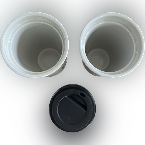 Two Starbucks RED Hope and Plain Ceramic Travel Tumbler Mug Cup - Picture 9 of 12